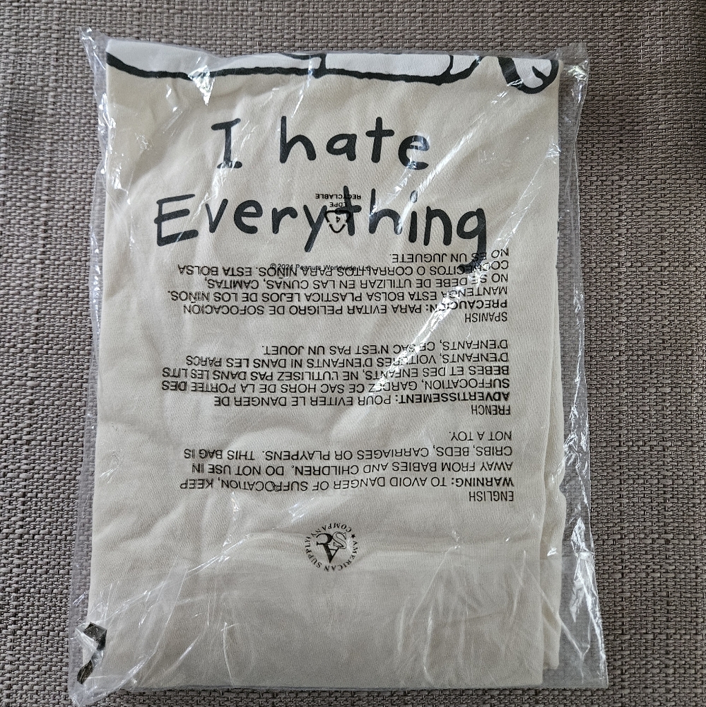 Riot Society Peanuts Snoopy & Woodstock I Hate Everything Shirt Boyfriend Fit SM - Picture 3 of 6